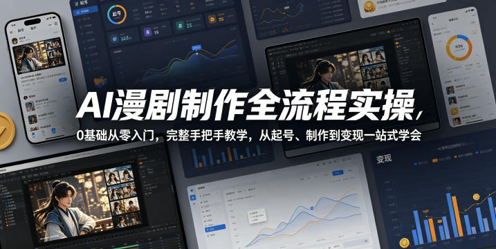 AI漫剧制作全流程实操，0基础从零入门，完整手把手教学，从起号、制作到变现一站式学会-资源教程须哥