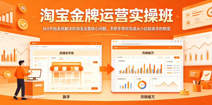淘宝金牌运营实操班，从0开始系统解决你淘宝运营核心问题，手把手带你完成从小白到高手的蜕变-资源教程须哥