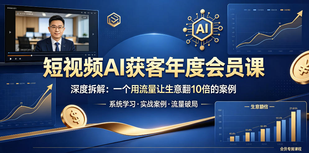 短视频AI获客年度会员课，深度拆解，一个用流量让生意翻10倍的案例-资源教程须哥